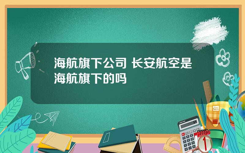 海航旗下公司 长安航空是海航旗下的吗